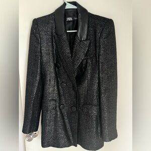 Zara Contrast Textured Blazer